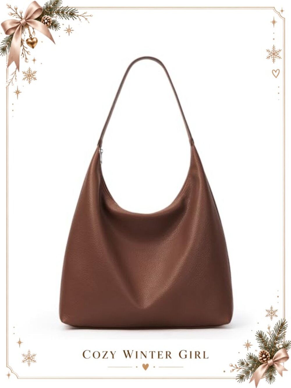 KALIDI Slouchy Tote Bag 18L Casual Vegan Leather Crescent Hobo Zipper